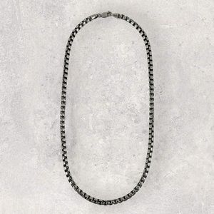 925 ITALY Sterling Silver 5mm Rounded Box Chain Men's Necklace